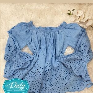 Paty Women's Light Blue Eyelet Blouse